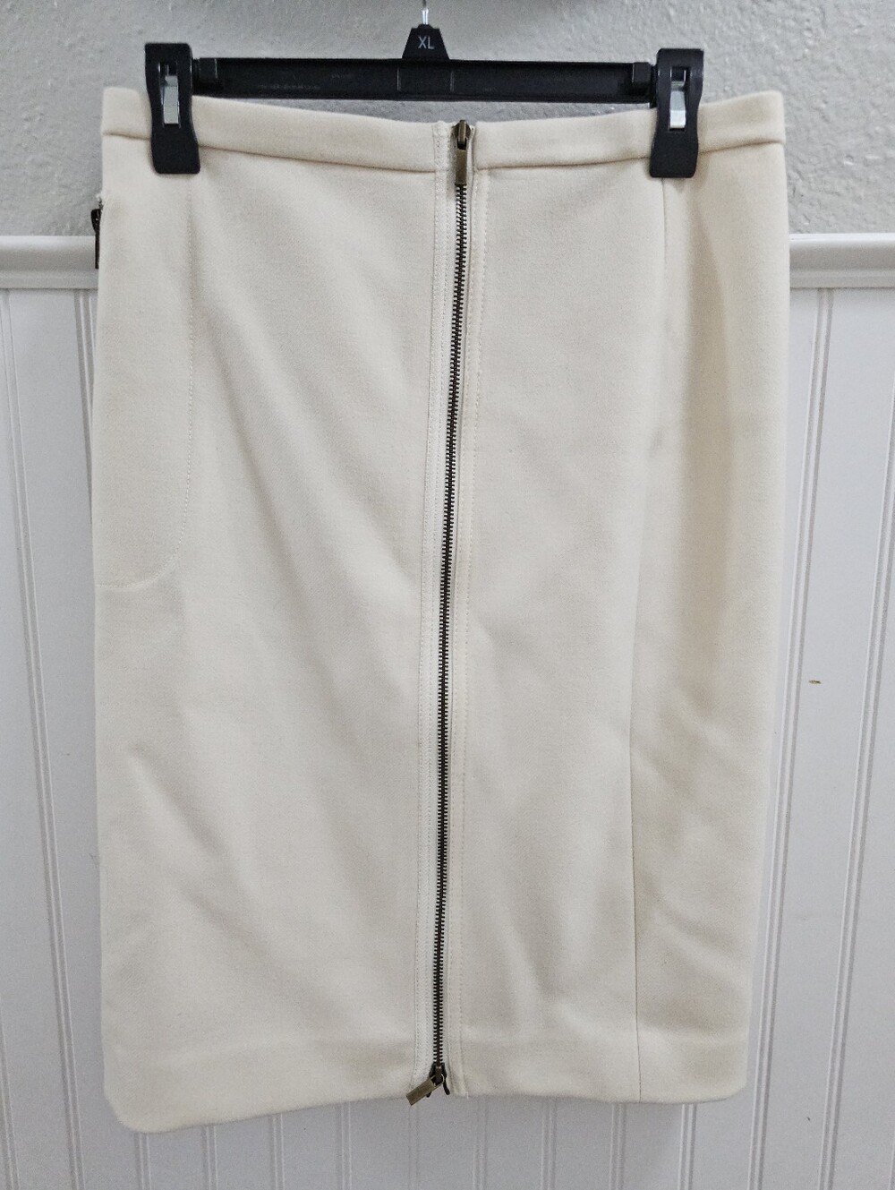 J. Crew Cream Front-Zip Pencil Skirt
